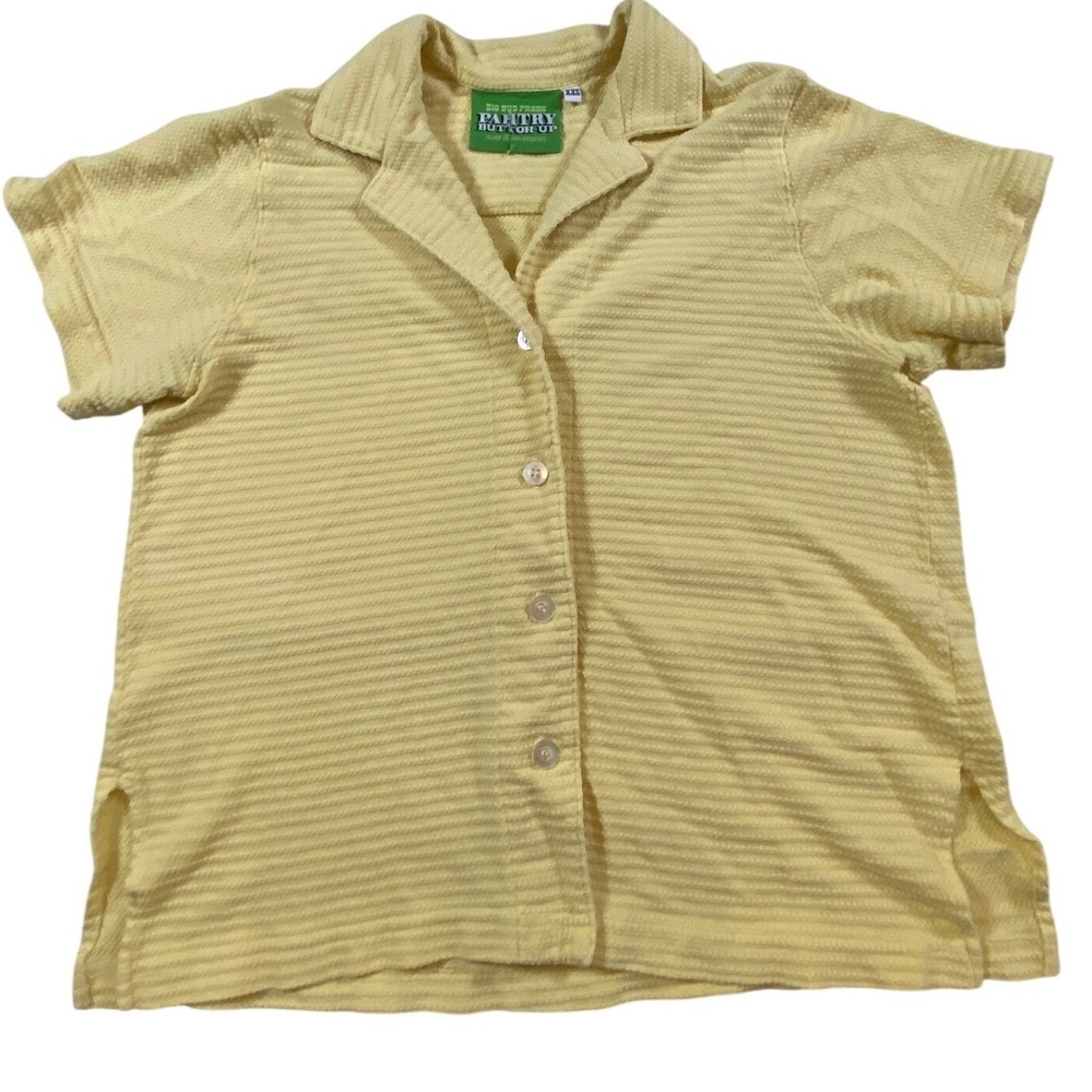 Big Bud Press Pantry Button Up Shirt Yellow Textured Short‎ Sleeve XXS